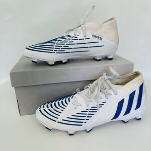 Adidas Predator Edge.2 FG Soccer Cleats White Blue Mens Size 7.5 GW2269‎